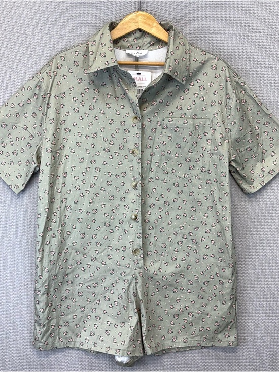Mable Pants - NWT Mable Anthropologie Romper Sage Floral Denim 100% Cotton Boho Festival Small